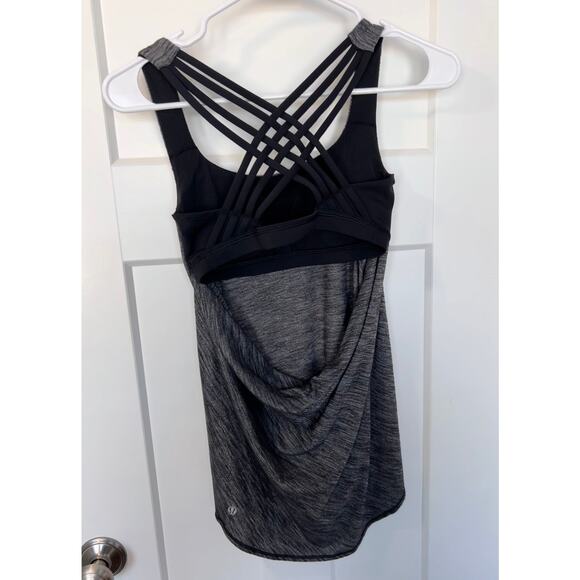 Lululemon Women Free‎ to Be Serene Strappy Back Open Back Bra Tank Top Gray SZ 4 - Picture 2 of 9